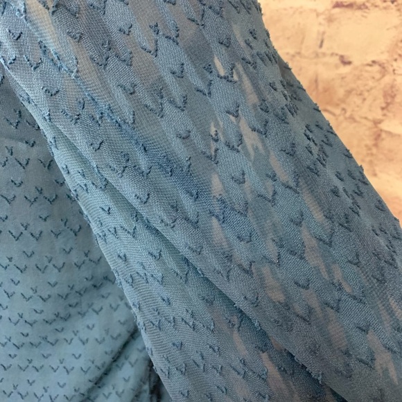 Loft Teal Textured Sheer 3/4 Sleeve Blouse - Picture 7 of 12